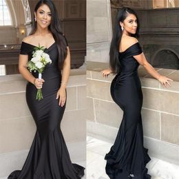 2023 Black Country Style Mermaid Long Bridesmaid Dresses Plus Size Off Shoulder Floor length Garden Maid of Honour Wedding Party Gu2462