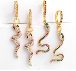 Stud snake multicolor Brass micro pave cz zircon cubic zirconia drop Hoop Earrings studs copper gold plated crystal ijt4 230721