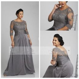 Half Sleeves A-Line Top Mother Of The Bride Dresses Chiffon Long Plus Size Long Maxi Ladies Evening Party Gowns 2019 Women Pr274R