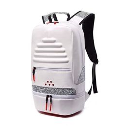 backpack Man and woman PU fashion cement crack basketball backpack outdoor Leisure splice Mountain climbing tourism student school300r