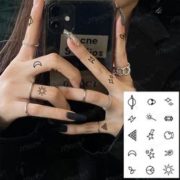 Waterproof Temporary Tattoo Sticker Black Hand Painted Small Tattoo Body Art Fake Tattoo Finger Henna Flash Tattoo For Women