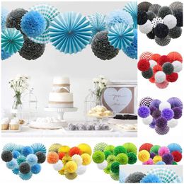 Other Festive Party Supplies Paper Fan Flower Hanging Ball Craft Decoration Baby Birthday Ceremony Background Decor Drop Delivery Dhhvz