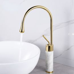 Bathroom Faucet Gold Marble Basin Faucet Hot and Cold Sink Faucet Brass Faucet Kitchen Faucet Swivel Sink Water Crane