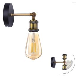 Wall Lamp Vintage Metal E27 Base Industrial Ceiling Light Retro Edison Holder 180 Degree Adjustable Multifunction