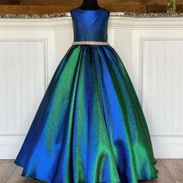 Glitter Pageant Dresses for Teens Toddler 2021 Crystals Ombre Long Little Girls Prom Gowns Jewel Sleeveless Formal Party Wear270x