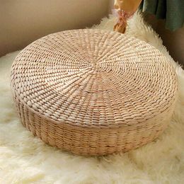 Floor Pillow Eco-Friendly Round Straw Cushion Hand Woven Tatami Floor Mat Yoga Tea Ceremony Meditation Pad Y200723170m