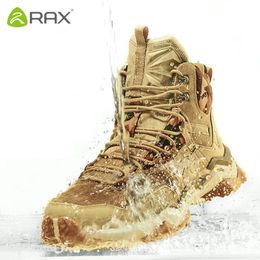 Boots Rax Mens Waterproof Hiking Shoes Genuine Leather Mountain Hiking Boots Men Breathable Trekking Shoes Outdoor Man Climbing Shoes