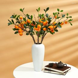 Decorative Flowers Simulation Of Orange Fruit Branch Green Plant Landscaping Decoration Ornaments