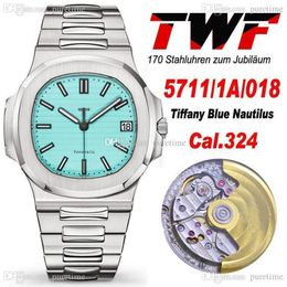 TWF 5711 1A 018 Cal A324 Automatic Mens Watch 170 Anniversary Limited Edition Tiffan9 Blue Textured Dial Stainless Steel Bracelet 265V