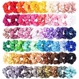 Colorful Silk Satin Scrunchie Set 60Pcs Strong Elastic Bobble Hair Bands Traceless Rope Accessory For Ponytail Holder Accessories3128