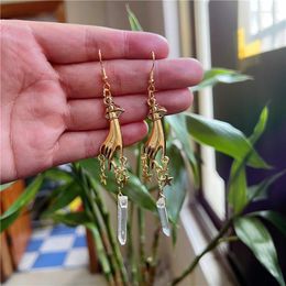 Dangle Earrings Cute Boho Star Hands Hoop Hanging Valentines Day For Women Crystal Mystical Jewellery Handmade