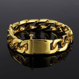 Mens 13mm 18K Gold Plated Zinc Alloy Cuban Link Bracelets 20cm Mens Bracelet Hip Hop Bracelet Fashion Jewellery Whos257z