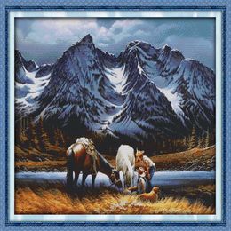 Romances under the snow mountains decor painting Handmade Cross Stitch Embroidery Needlework sets counted print on canvas DMC 14C259H