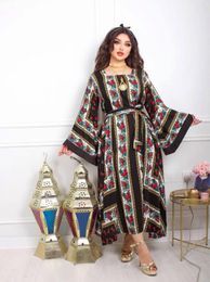 Casual Dresses 2023 Spring Summer Long Loose Women's Middle East Print Kraft Tan Robe Evening Gown Dress Abaya