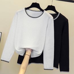 Women's Sweaters 2023 Woman Winter Cashmere Knitted Pullovers Jumper Warm Female O-neck Blouse Hollow Out Long Sleeve Striped