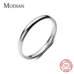 Modian Hight Quality 100% 925 Sterling Silver Ring for Women Fashion Glossy Simple Ring Korea Style Fine Jewellery Bijoux
