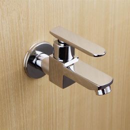 High Quality Square Single Hole Chrome Wall Mounted Bathroom Faucets Kitchen Single Cold Tap Sink197y