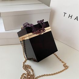 Black acrylic mini hand bag chain handle square box party bag alloy chain cross-body bags multi Colours handbag everning261z