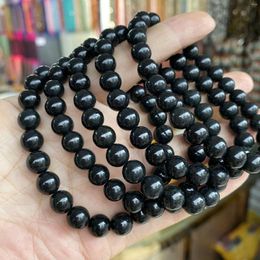 Strand Natural Shungite Stone Magnetic Graphite Beaded Bracelet Bohe Round Black Beads Health Care Minerals Bangles Jewellery