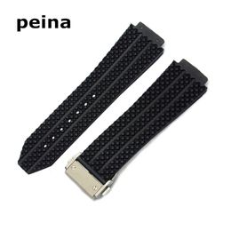 25mmX19mm New Mens Watchbands Strap Band Tyre Diver Silicone Rubber Watchband Strap For H-U-B310O
