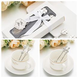 100 Pieces lot50Boxes Unique Bridal shower favors of Silver Music Note Spoon Wedding gifts For Love coffee Party gift263m