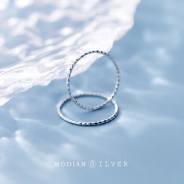 Modian Authentic 925 Sterling Silver Round Circle Slim Finger Ring for Women Simple Geometric Rings Fashion Fine Jewellery Bijoux