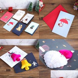 Greeting Cards Pop Up Xmas Card Cartoon Christmas Invitation New Year Baby Gifts Drop Delivery Home Garden Festive Party Supplies Eve Dhqd6