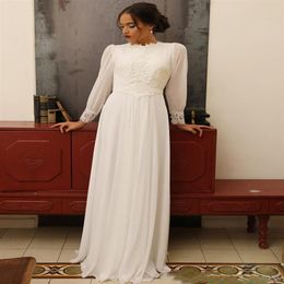 Appliqued Lace Chiffon Wedding Dresses High Neck Long Sleeve Floor Length Sheath Vintage Design Bridal Gowns vestido de noiva2465