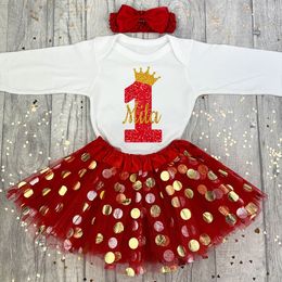 Personalised Baby Birthday Bodysuits Cake Dresses Custom Baby Girl Dress Infant Girls Sequin Tutu Skirts Clothes Birthday Gift