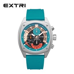 Extri Best New Mens Watches Top Brand Luxury Quartz Watch Man Premium Waterproof Sport Chronograph Watch Men Silicone Clock