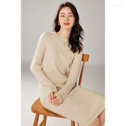 Women's Sweaters Women Dress Long Oneck Pure Wool Pullovers Female Winter Soft Warm Woollen Knitwears Ladies Dresses