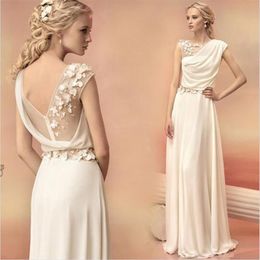 Long Evening Dresses 2016 Bride Princess Banquet Lace Chiffon Prom Dress Greek Goddess Elegant Backless flower Plus Size Formal Dr2163