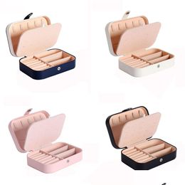 Storage Boxes Bins Small Jewellery Box Necklace Ring Organiser Portable Travel Case Double Layer For Women Girls Xbjk2211 Drop Deliv Dhgw3