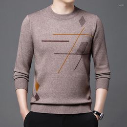 Men's Sweaters Cardigan Thickened Round Neck Jacquard Sweater Korean Version Slim Cashmere 2023