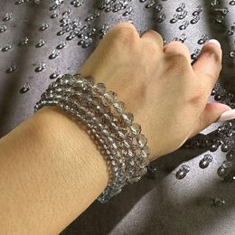 Strand 4/6/8mm Crystal Bead Bracelets For Women 18cm Transparent Charm Bracelet Engagement Wedding Jewellery Gift