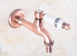 Bathroom Sink Faucets Antique Red Copper Single Hole Wall Mount Faucet Washing Machome Out Door Garden Cold Water Taps Dav327