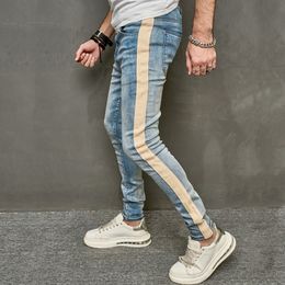 Mens Jeans Men Spring Stylish Patchwork Slim Pencil Pants Male Streetwear Solid color Casual Denim Trousers 230721