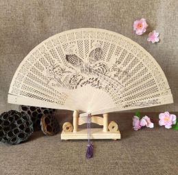 100pcs Aromatic Wood Pocket Chinese Carved Folding Hand Fragrance Wooden Fan Elegent Home Decor Party Wedding Favour Gifts Gift Favours