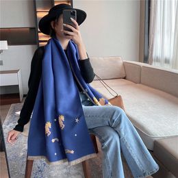 Winter Cashmere Scarf Women horse Print Pashmina Shawls and Wraps Thick Warm Female Bufanda Stoles Hijab Blanket 180 65cm228O