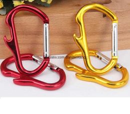 Outdoors Portable Carabiner Type D Buckle Metal Fast Fastening Key Ring Bottle Opener Spring Hook Multi Function Outdoor Gadgets tool