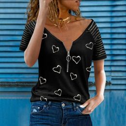 Women's T Shirts Loose Blouse Tunic Tops High Quality Clothing 2023 Women Summer Cold Shoulder V-Neck T-Shirt Ladies Casual