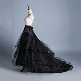 Real Image A Line Black Petticoat Crinoline Layers Wedding Bridal dresses Petticoat Size Sweep Train Underskirt Wedding Acces1729