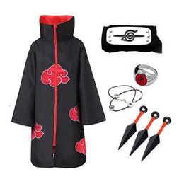 5 PICS Uchiha Tobi Obito Akatsuki Cosplay Costume Cloak Halloween Man Woman Cosplay Costume Headband Accessories Y0827268p