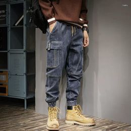 Men's Jeans Streetwear Fashion Men Loose Fit Big Pocket Stretch Casual Denim Cargo Pants Hombre Hip Hop Joggers Wide Leg Trousers