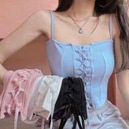 Women's Tanks Party Sleeveless Summer Women Vest Halter Tank Cami Clothing Sexy Basic Y2k Solid Harajuku Girl Sweet Pink Fashion Club Top