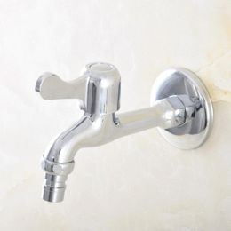 Bathroom Sink Faucets Polished Chrome Brass Single Hole Wall Mount Faucet Washing Machome Out Door Garden Cold Water Taps Dav166