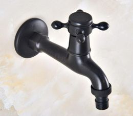 Bathroom Sink Faucets Black Oil Rubbed Brass Single Hole Wall Mount Faucet Washing Machome Out Door Garden Cold Water Taps Dav345