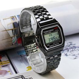 Watch Bands Rose Gold Silver Watches Men Electronic Digital Display Retro Style Clock Men's Relogio Masculin Reloj Hombre Hom213Z