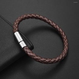 Link Bracelets Fashion Simple Leather Braided Classic Bracelet For Men Retro Handmade Party Camping Punk Charm Jewelry Gift