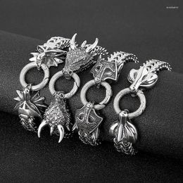 Bangle Classic Vintage Men Stainless Steel Double-Headed Animal Woven Bracelet Gothic Fashion Punk Jewellery Gift